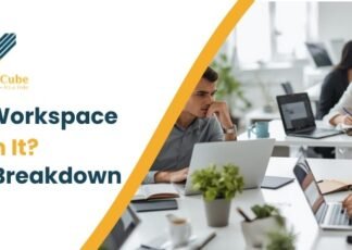 Professionals working in a shared workspace with cost comparison insights