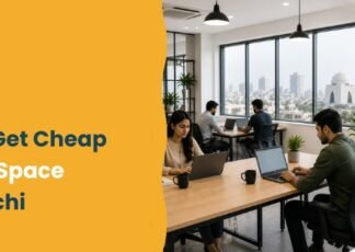 Professionals working in a cheap coworking space in Karachi environment