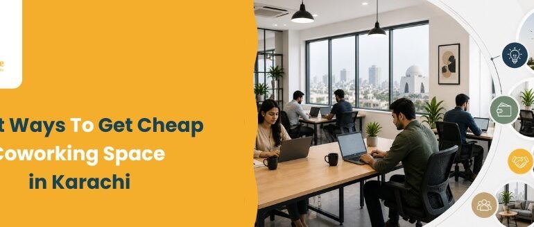 Professionals working in a cheap coworking space in Karachi environment