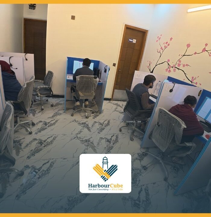 Private cubicle workstations at HarbourCube office in Karachi
