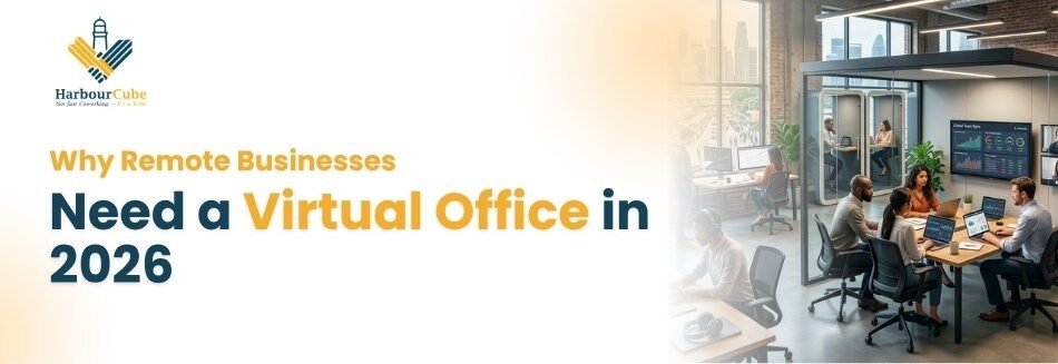 Remote business team using a virtual office solution for communication and professional operations in 2026