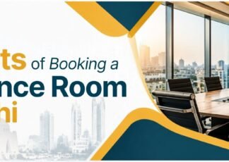Professionals holding a business meeting in a conference room in Karachi with a modern workspace setup.